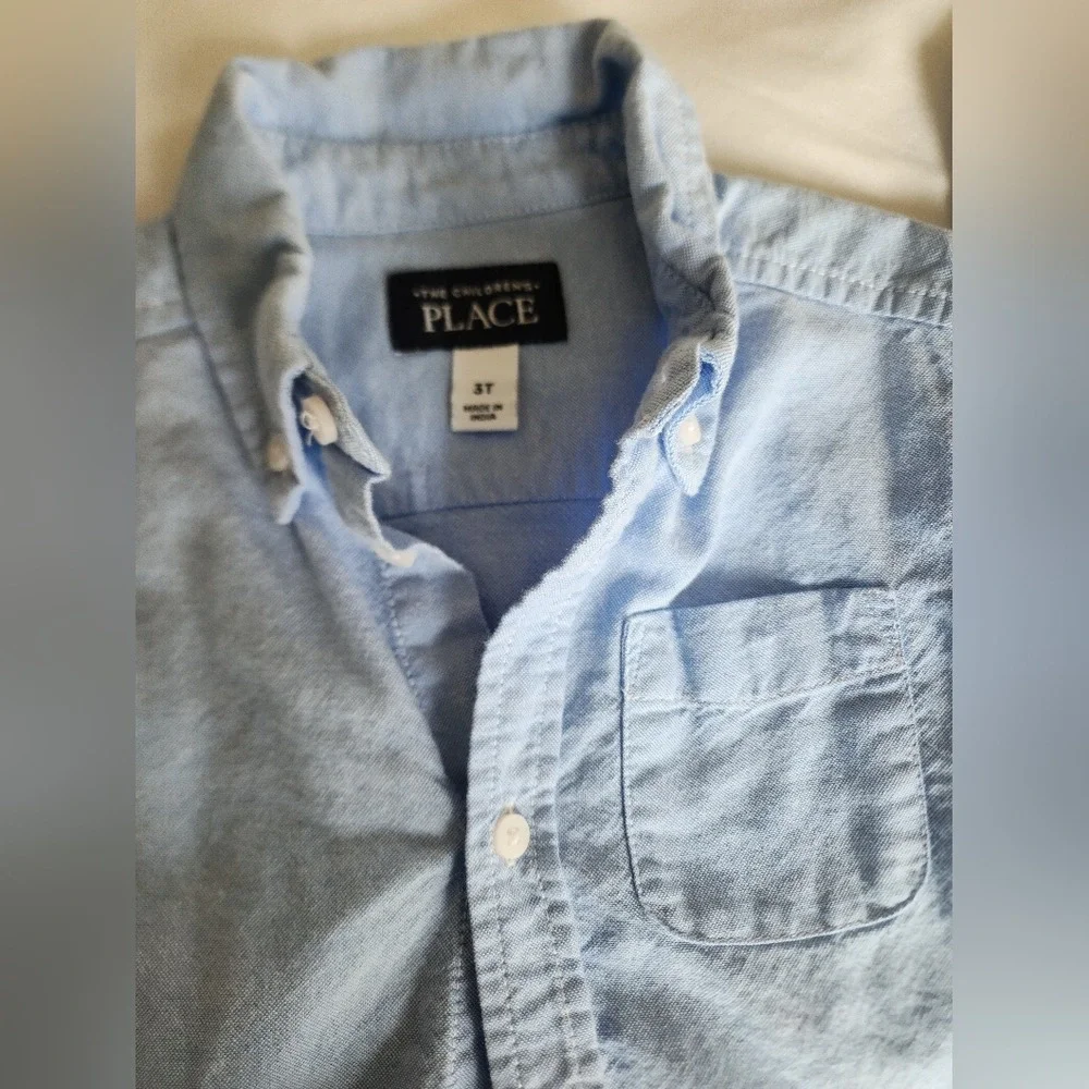 Kids sz 3T Light Blue Long Sleeve Button Down Oxford Shirt Denim‎ Cowgirl Cowboy